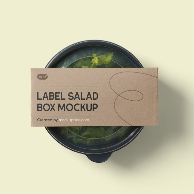 Free Label Salad Box Mockup - mockupbee