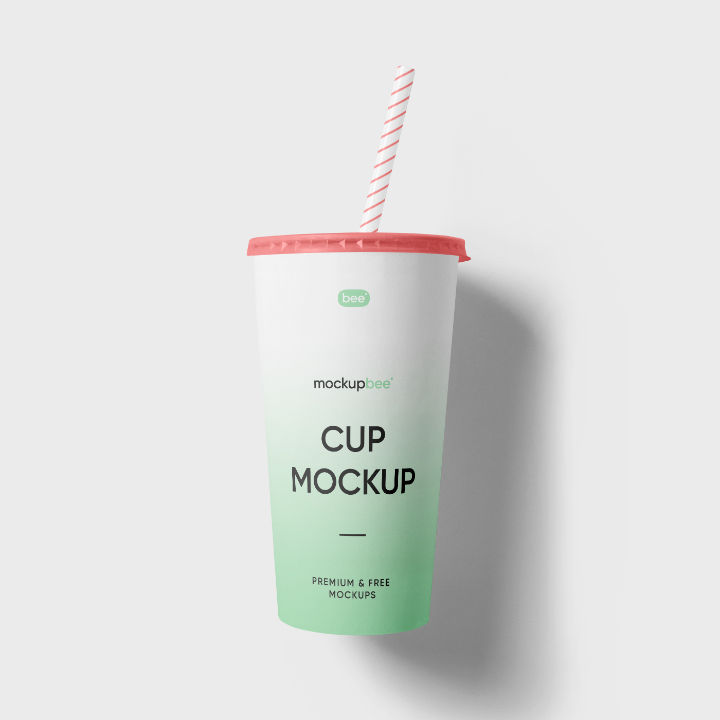 Paper soda cup with straw mockup isolated