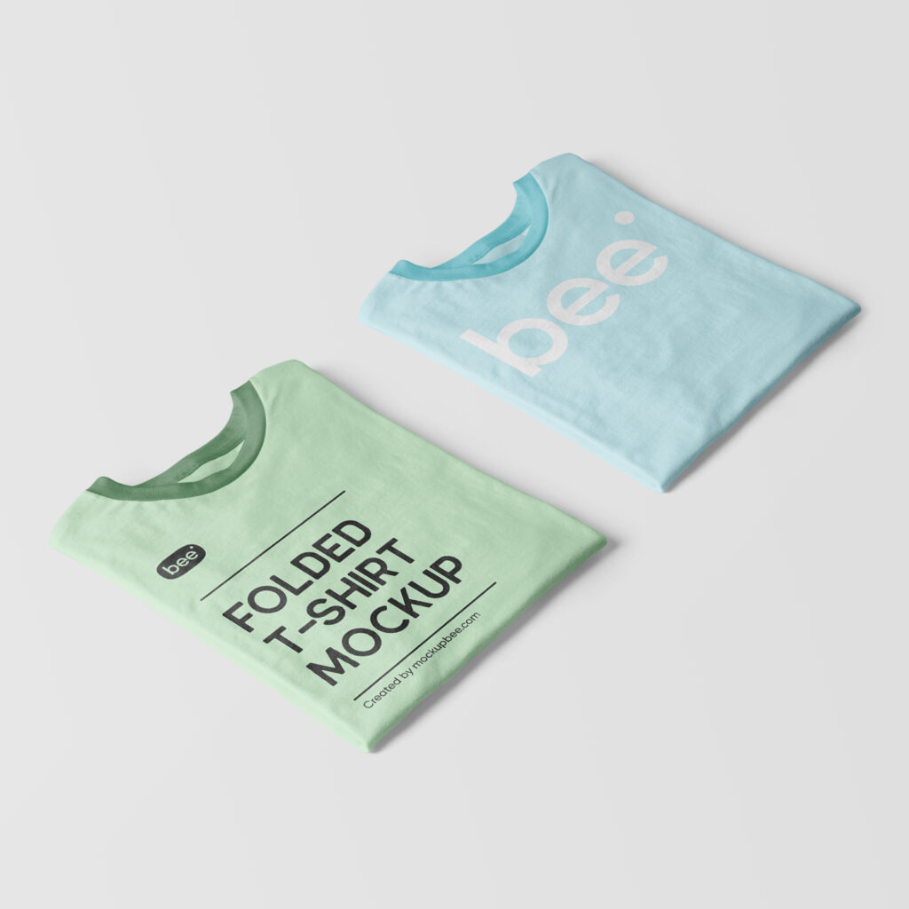 Free Perspective Folded T-Shirt Mockups