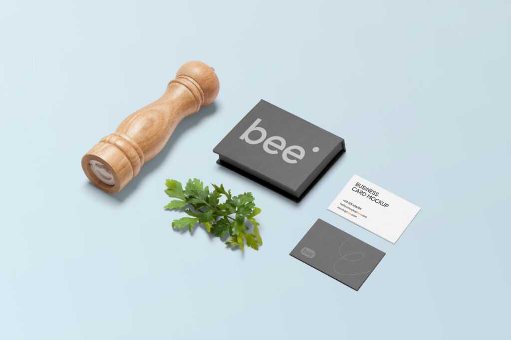 Free Business Cards with Box Mockup