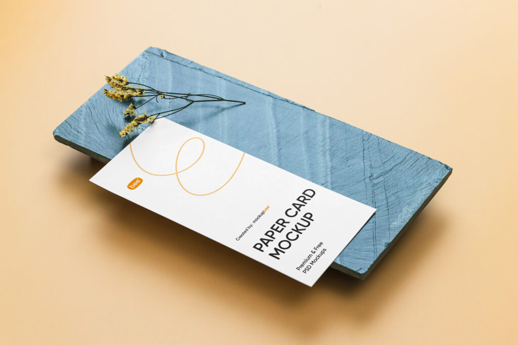 Free Paper Card on Brick Mockup