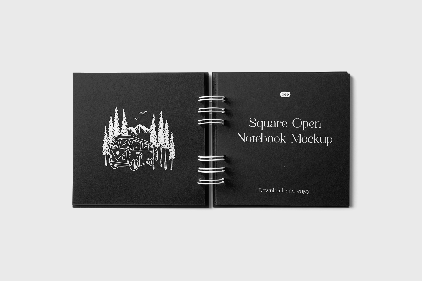 Free Square Open Notebook Mockup - mockupbee