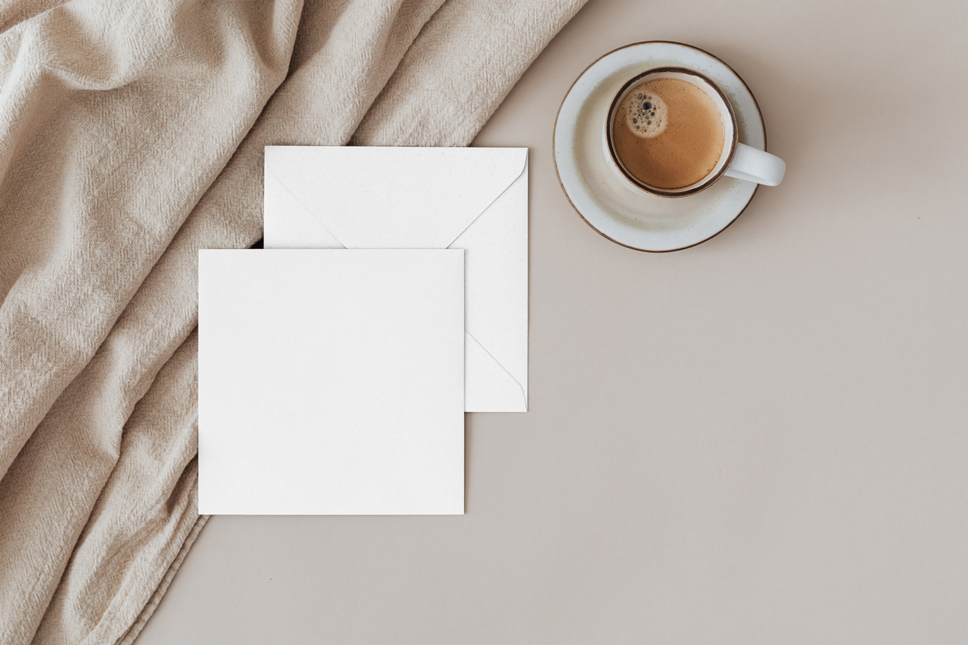 Free Square Card with Envelope Mockup