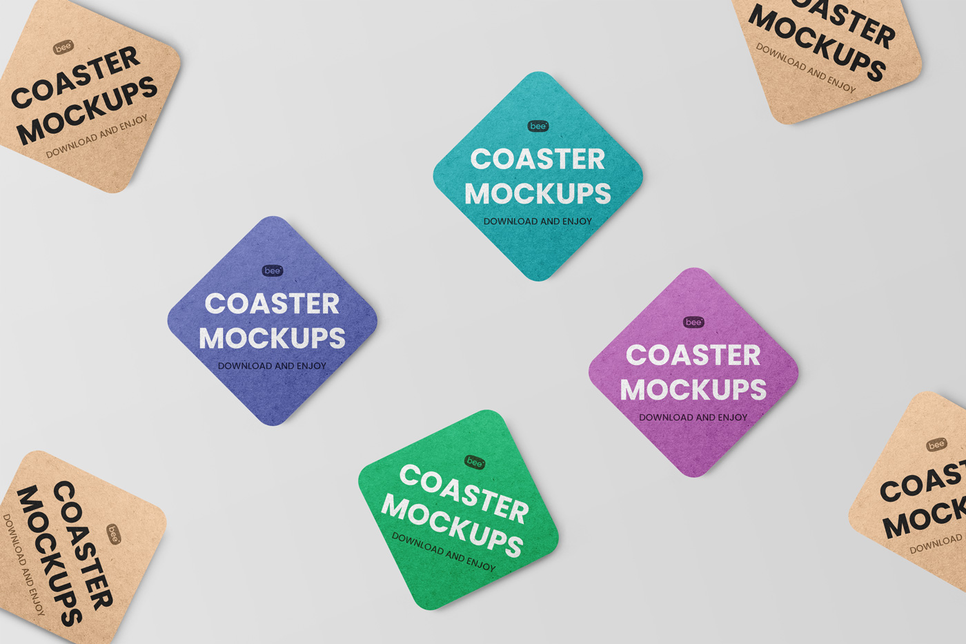 Free Coaster Mockups - mockupbee