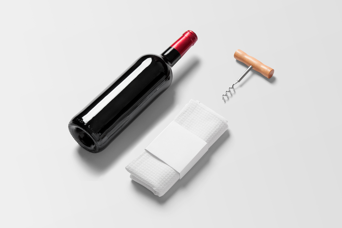 Free Wine Bottle with Dishcloth Mockup
