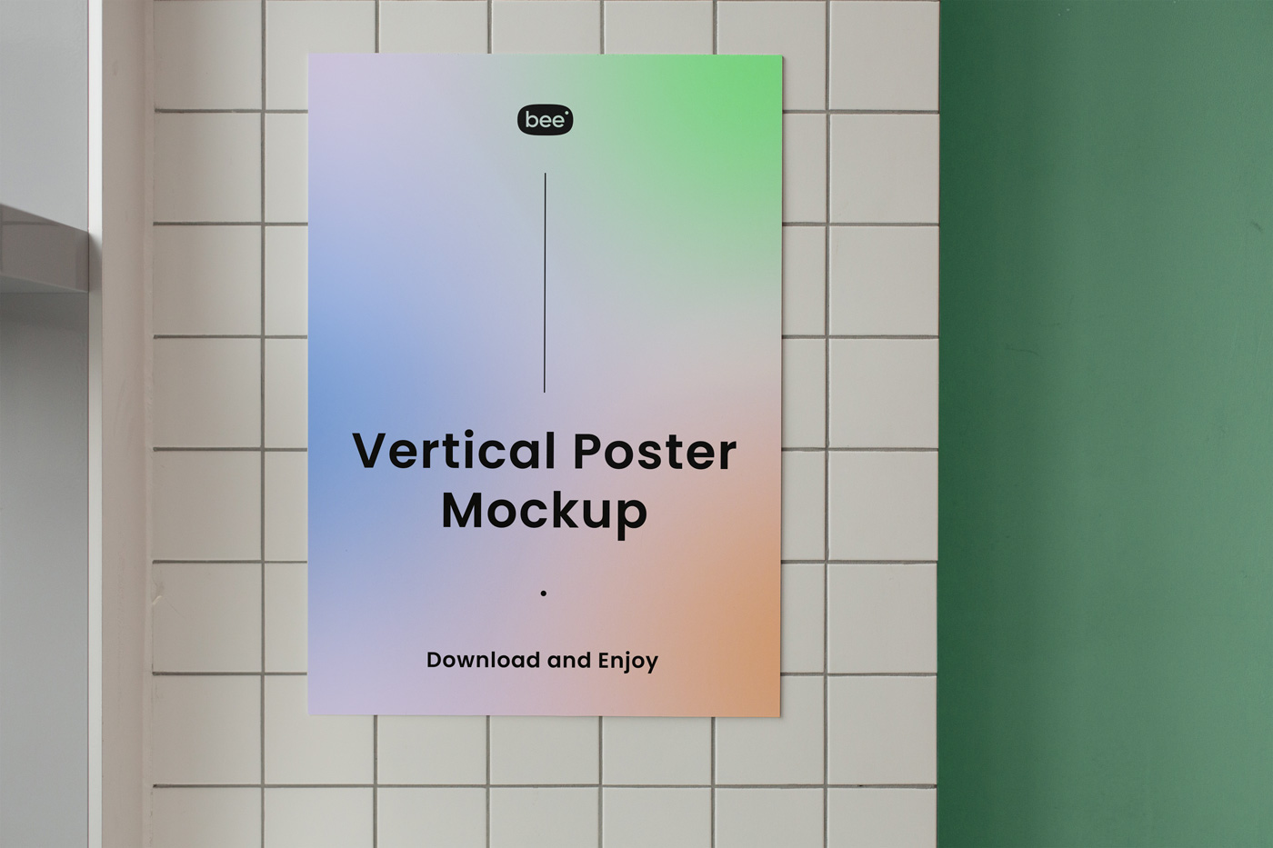 Free Front Poster on Wall Mockup - mockupbee