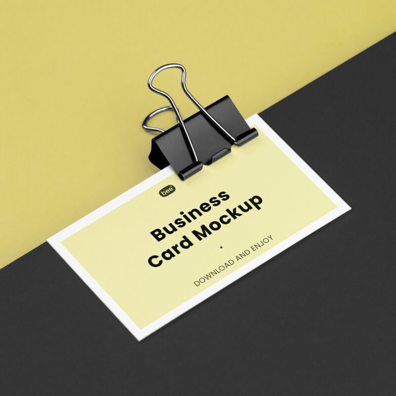 Free Business Card With Clip Mockup   Mockupbee