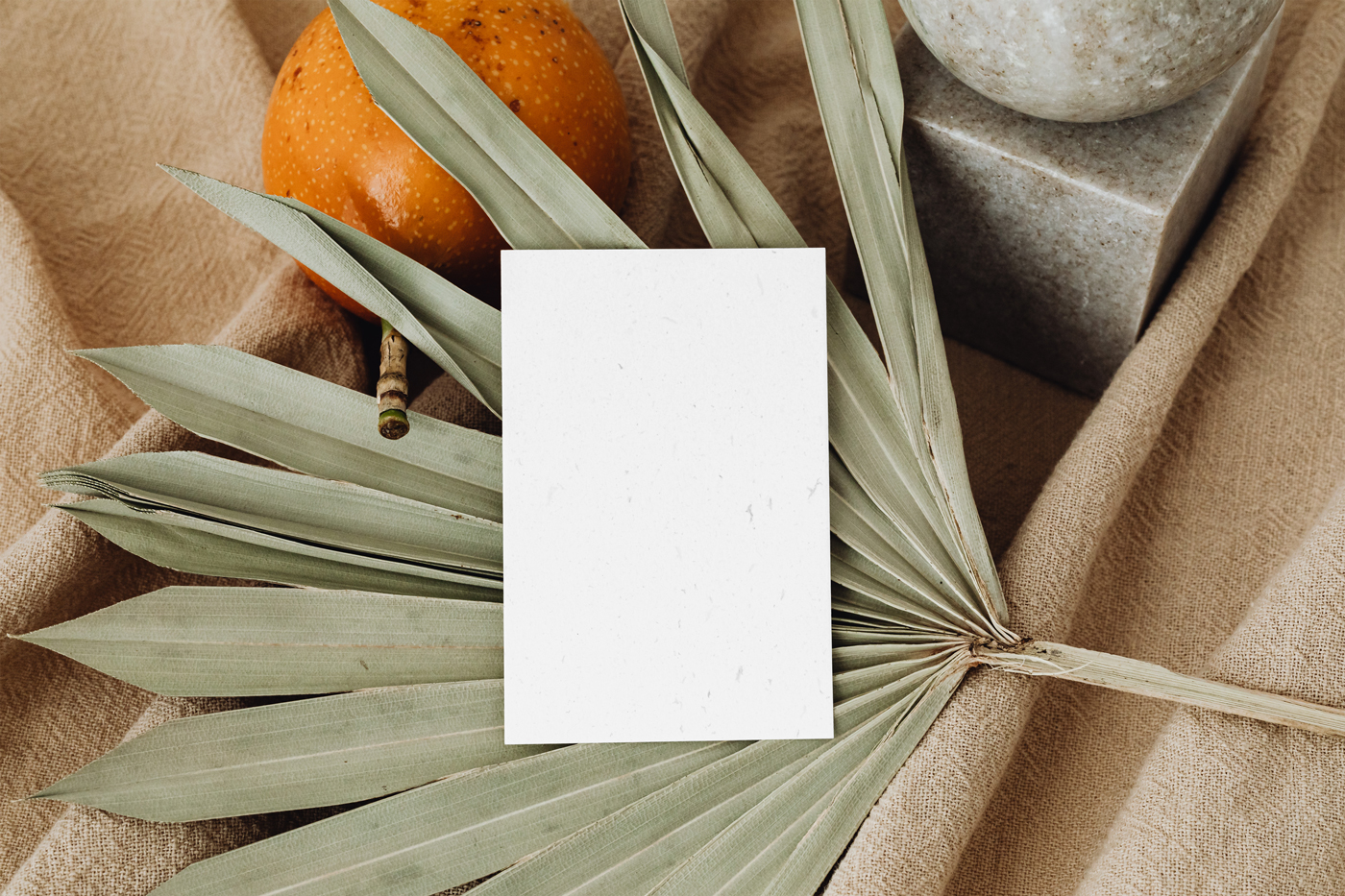 Free Business Card on Leaf Mockup