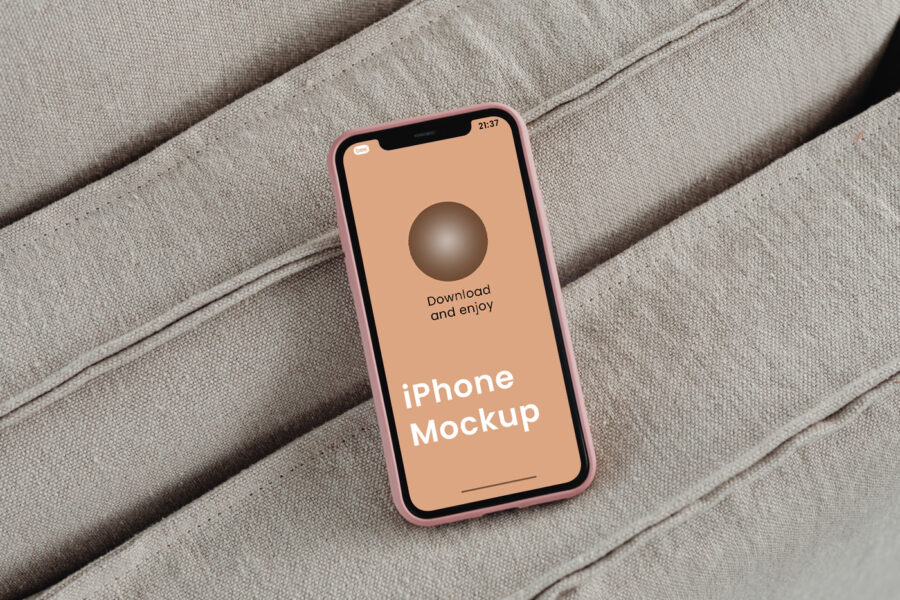 Free Lying iPhone Mockup - mockupbee