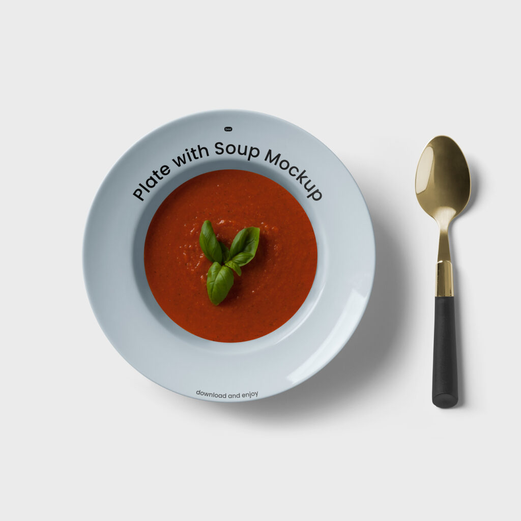 Free Plate with Soup Mockup