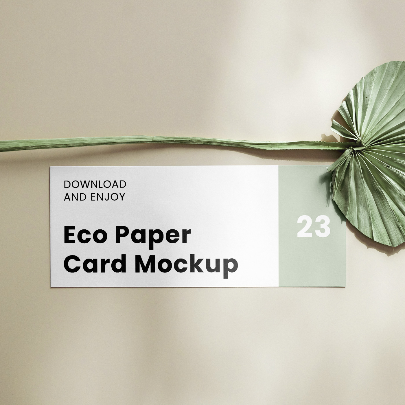 Free Oblong Card with Leaf Mockup