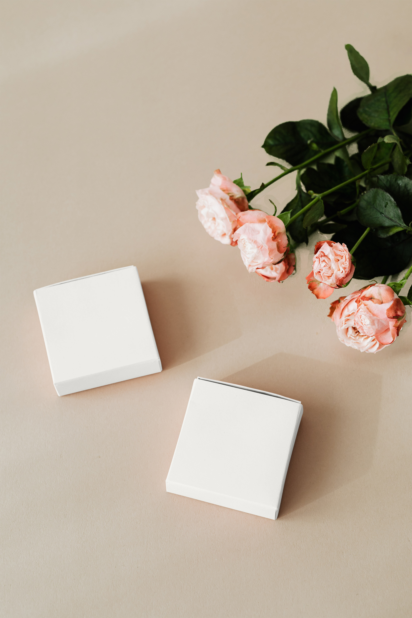 Free Paper Boxes with Roses Mockup