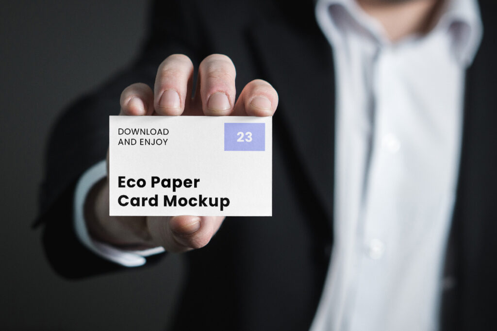 Free Business Card with Men Mockup
