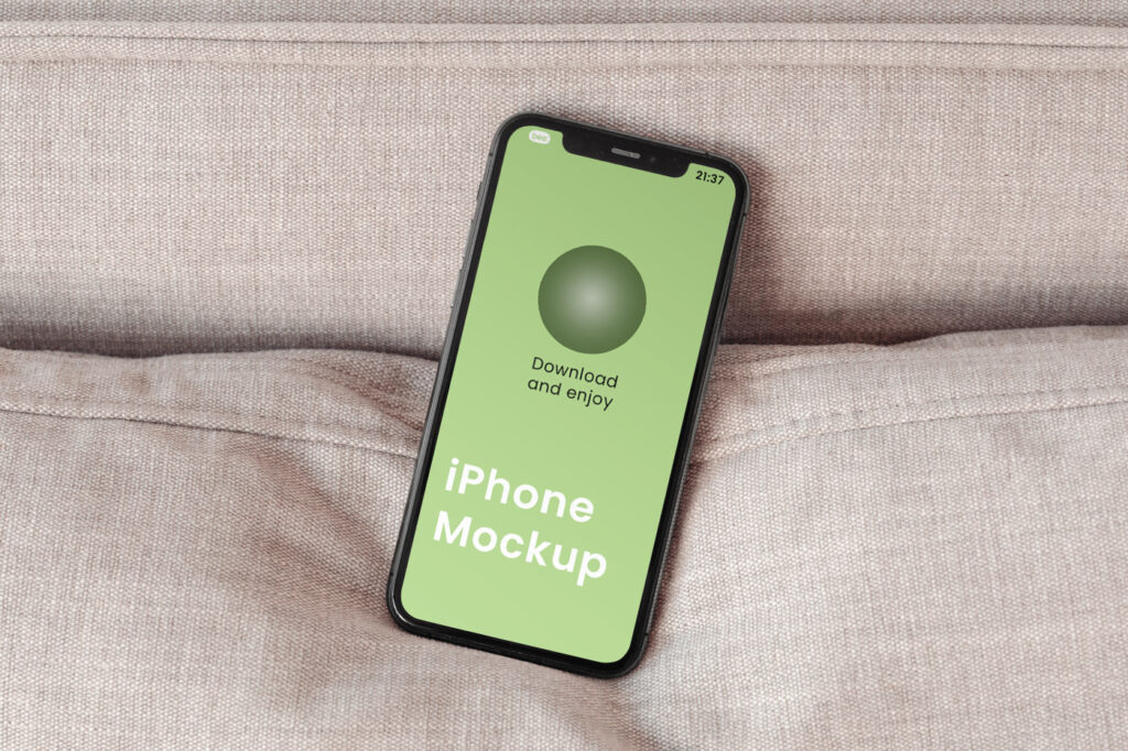 Free iPhone on Pillow Mockup