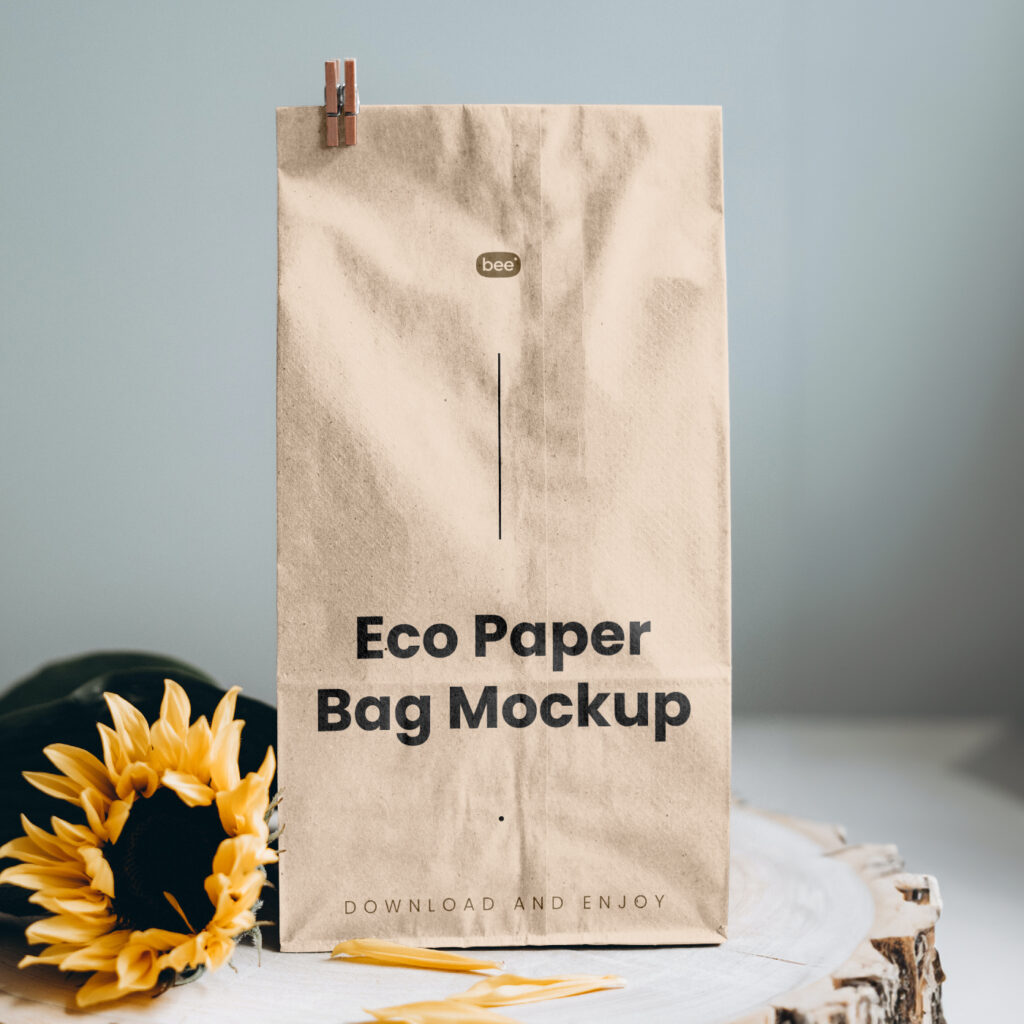 Free Eco Bag with Sunflower Mockup