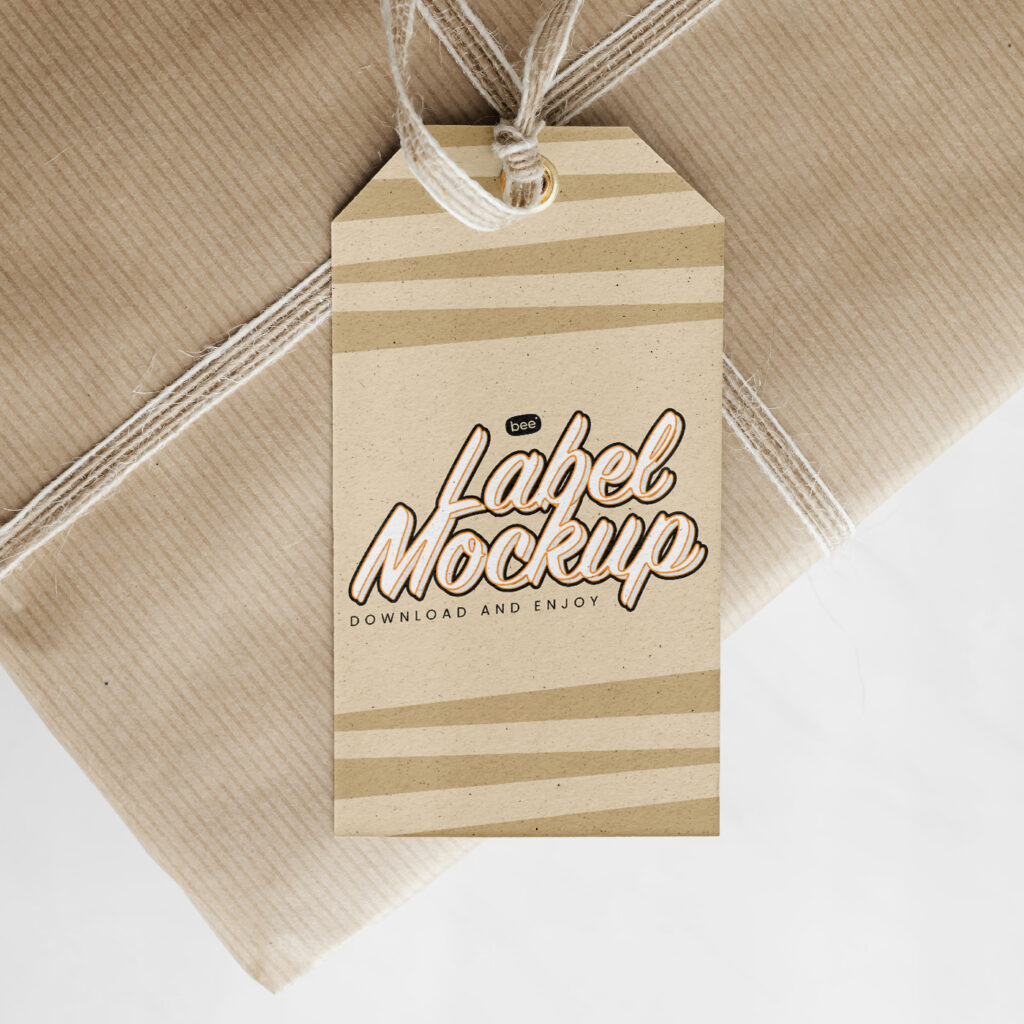 Free Label on Gift Box Mockup