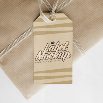 Free Label on Gift Box Mockup - mockupbee