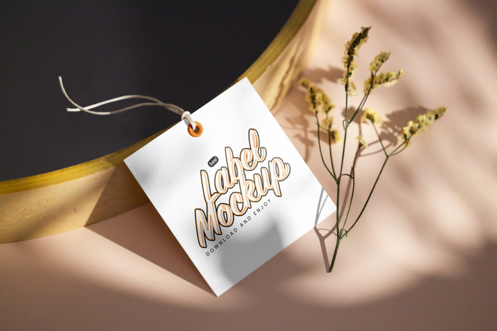 Free Lying Square Label Mockup