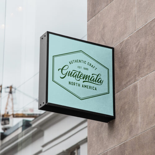 Free Square Sign on Wall Mockup - mockupbee
