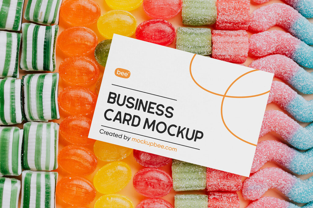 Free Business Card on Candies Mockup