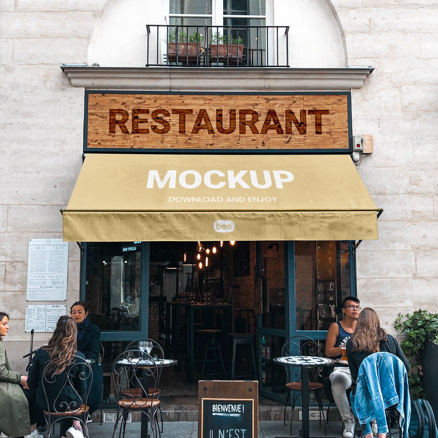 Free Restaurant Front Mockup - mockupbee