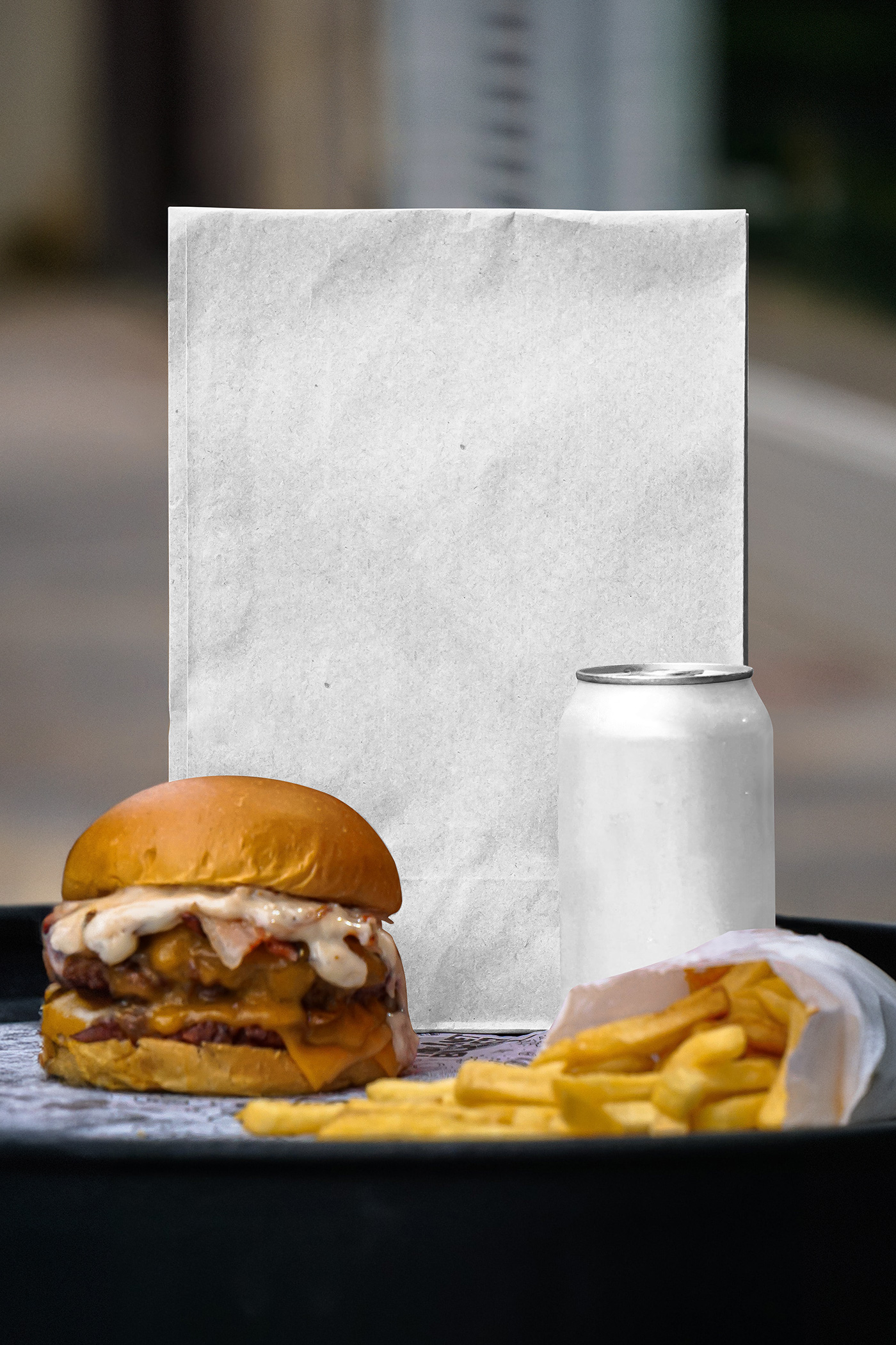 Free Food Bag with Soda Can Mockup