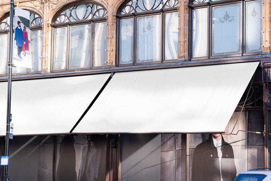 Free Storefront Sun Visors Mockup - mockupbee