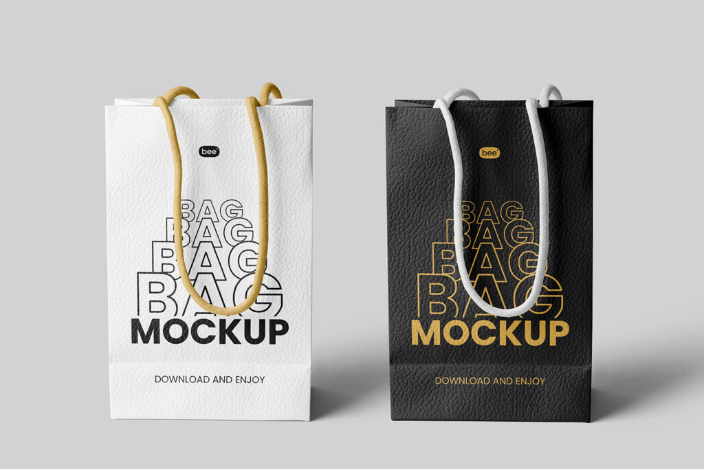 Free Leather Gift Bag Front View Mockups