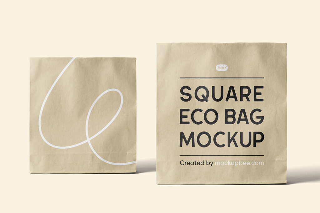 Free Square Food Bag Mockups