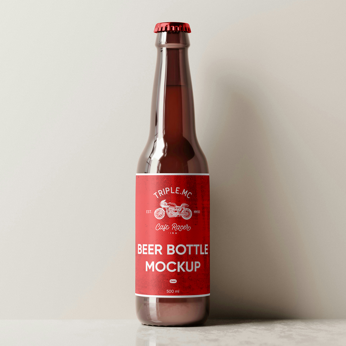 Free Standing Beer Bottle Mockup