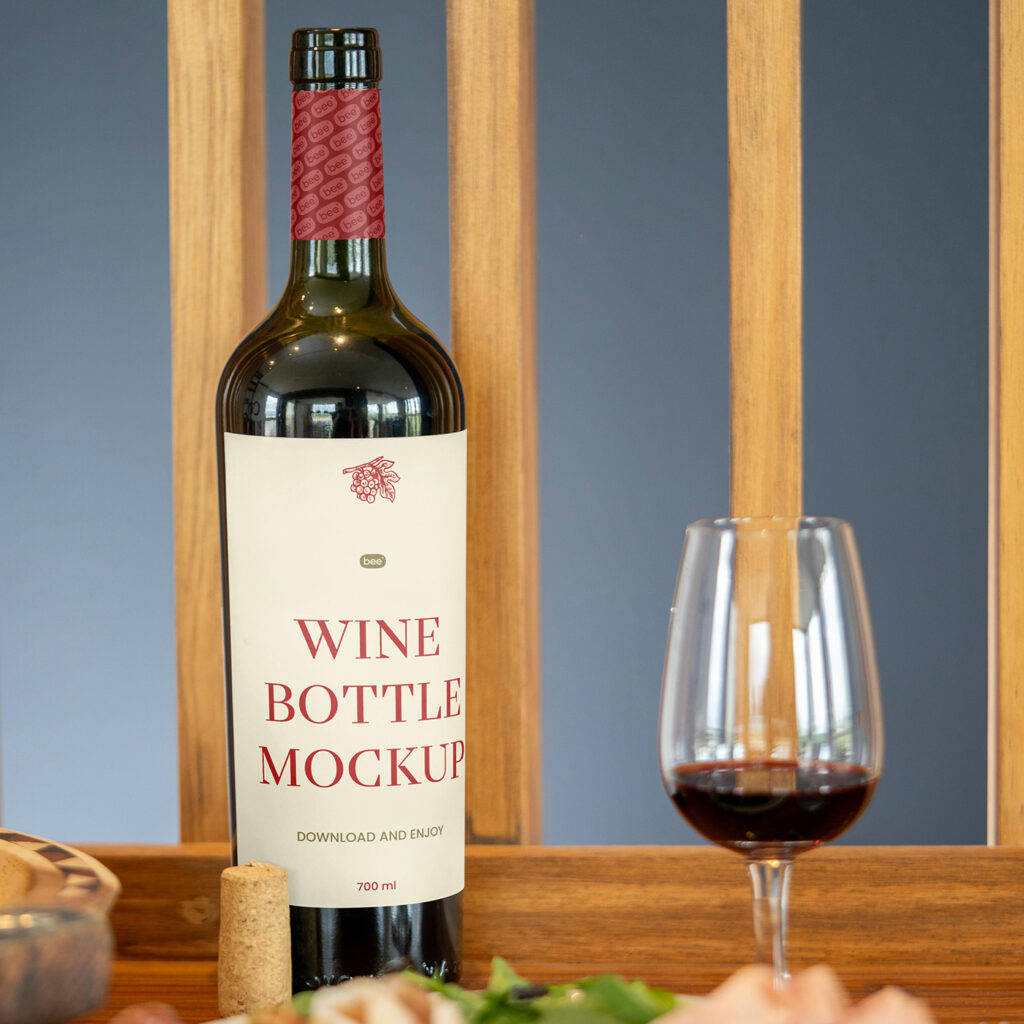 Free Wine Bottle with Closure Mockup