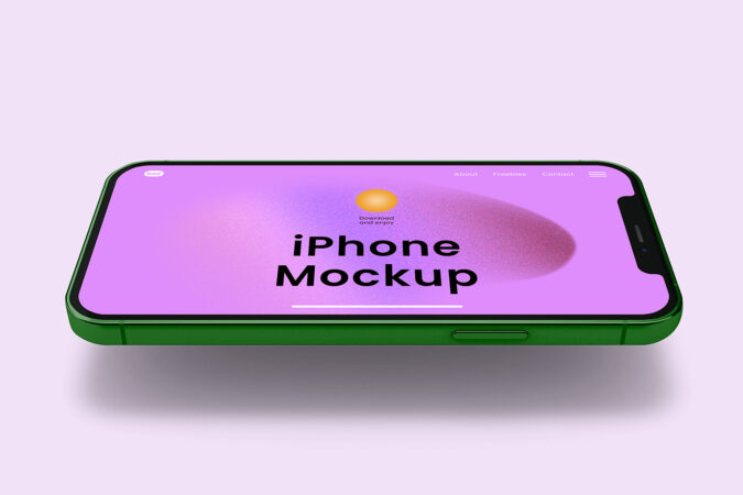 Free Levitating Horizontal iPhone Mockup - mockupbee