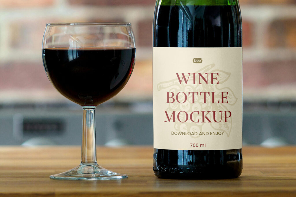 Free Square Wine Label Mockup