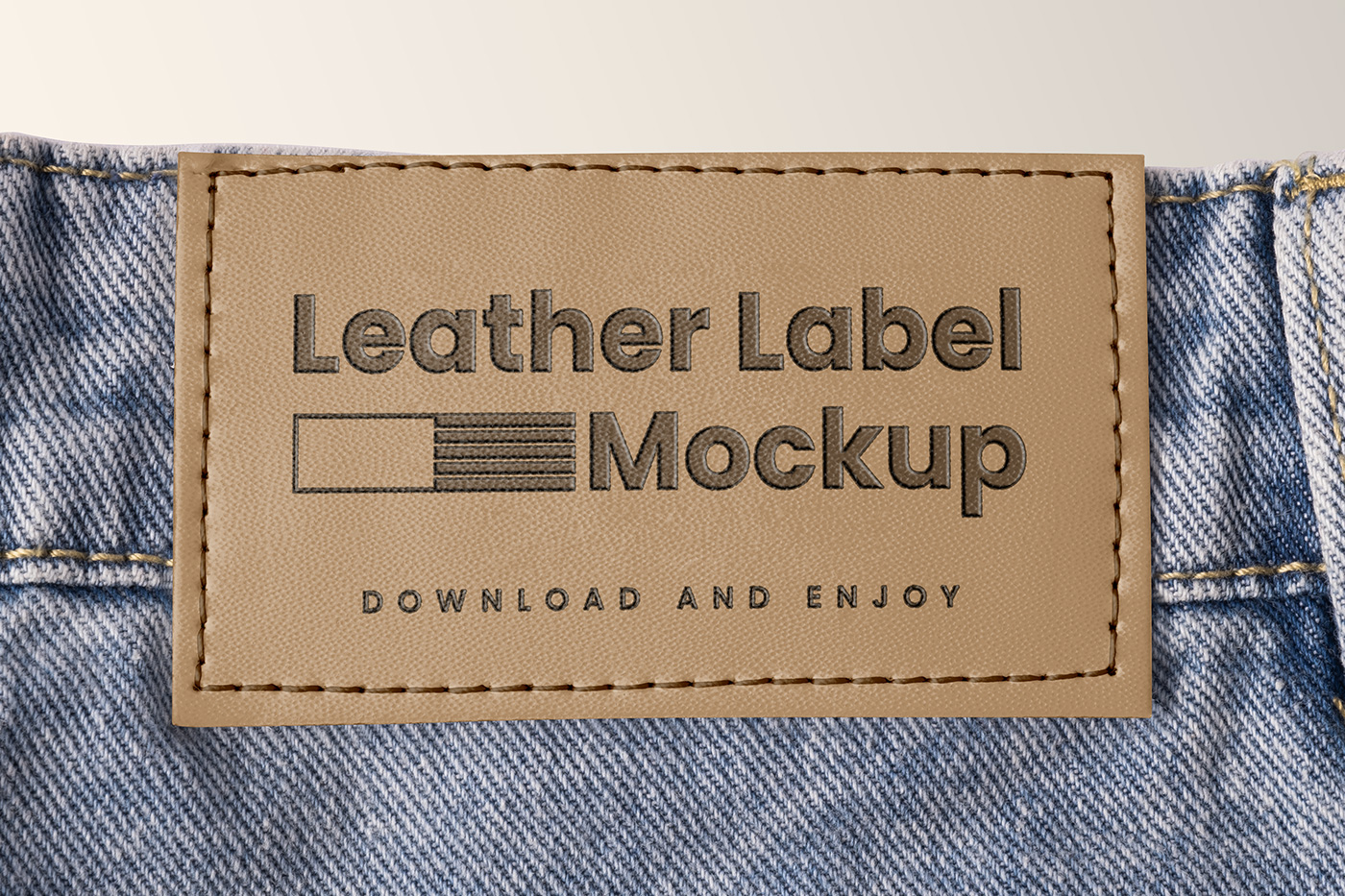 Free Jeans Label Front View Mockup - mockupbee