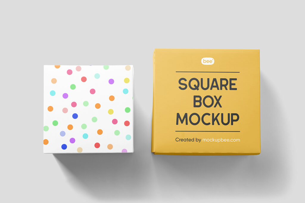 Free Lying Square Box Mockups