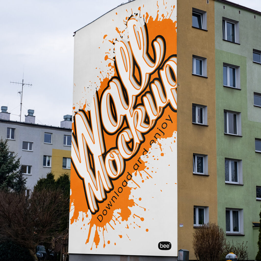 Free Vertical Building Wall Mockup