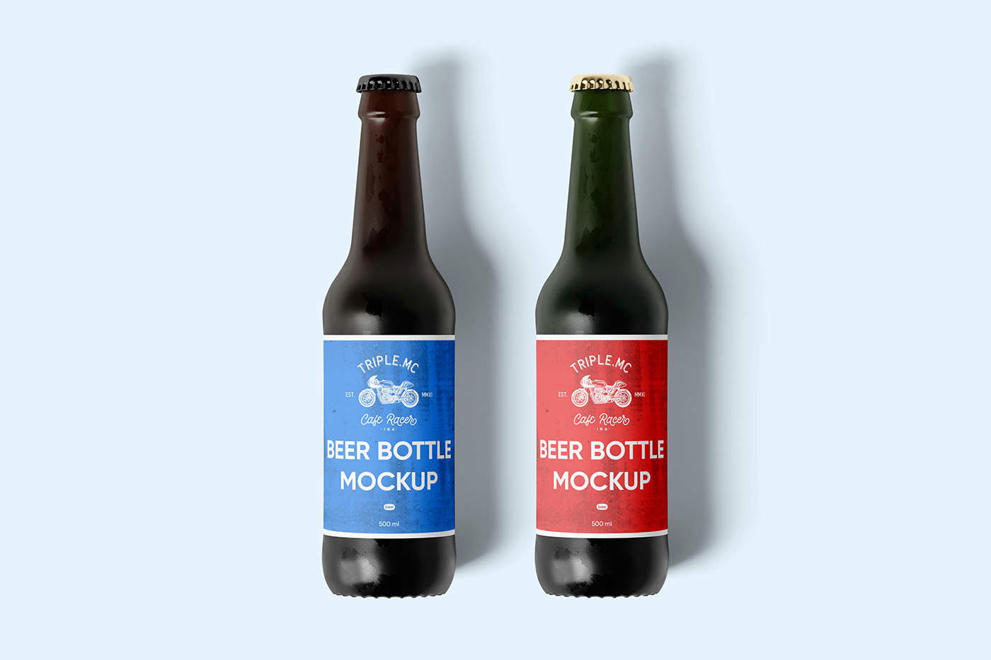 Free Lying Beer Bottle Mockups