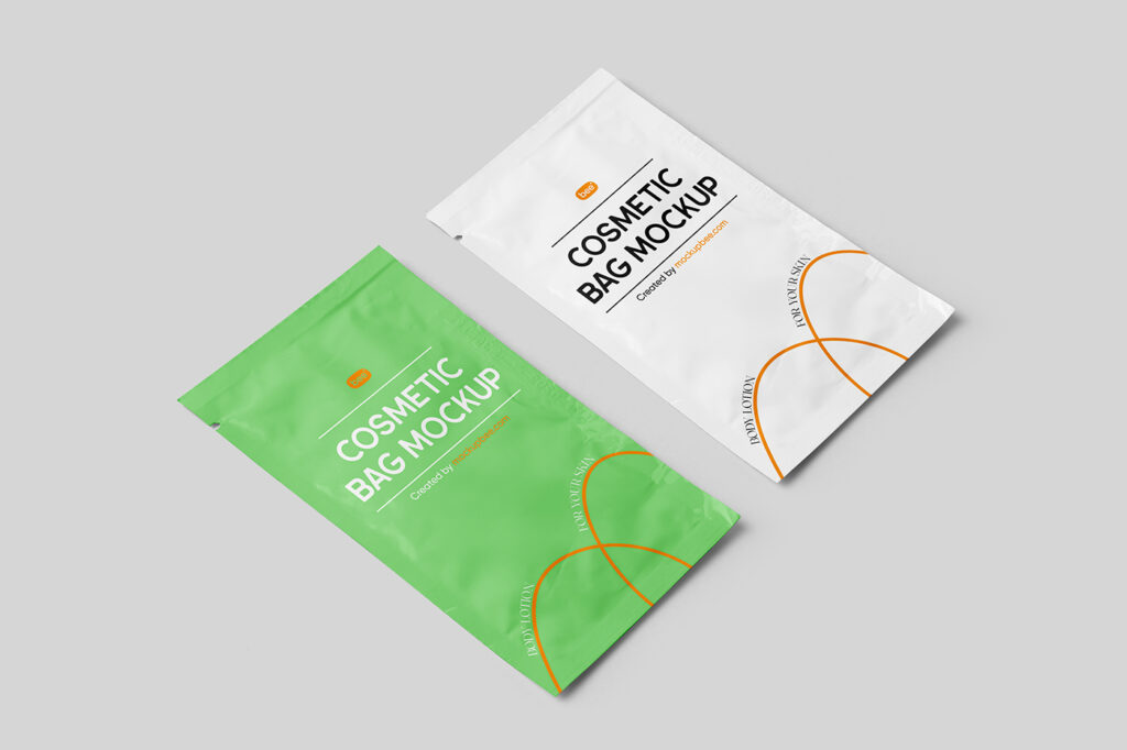Free Perspective Cosmetic Sachet Mockups
