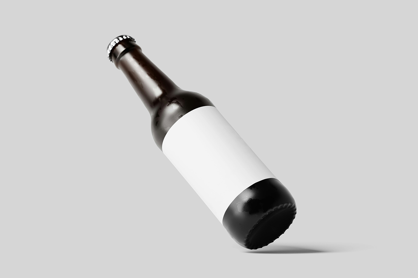 Free Tilted Beer Bottle Mockup