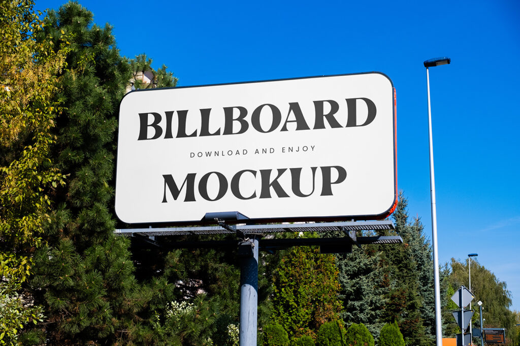 Free Billboard in City Mockup