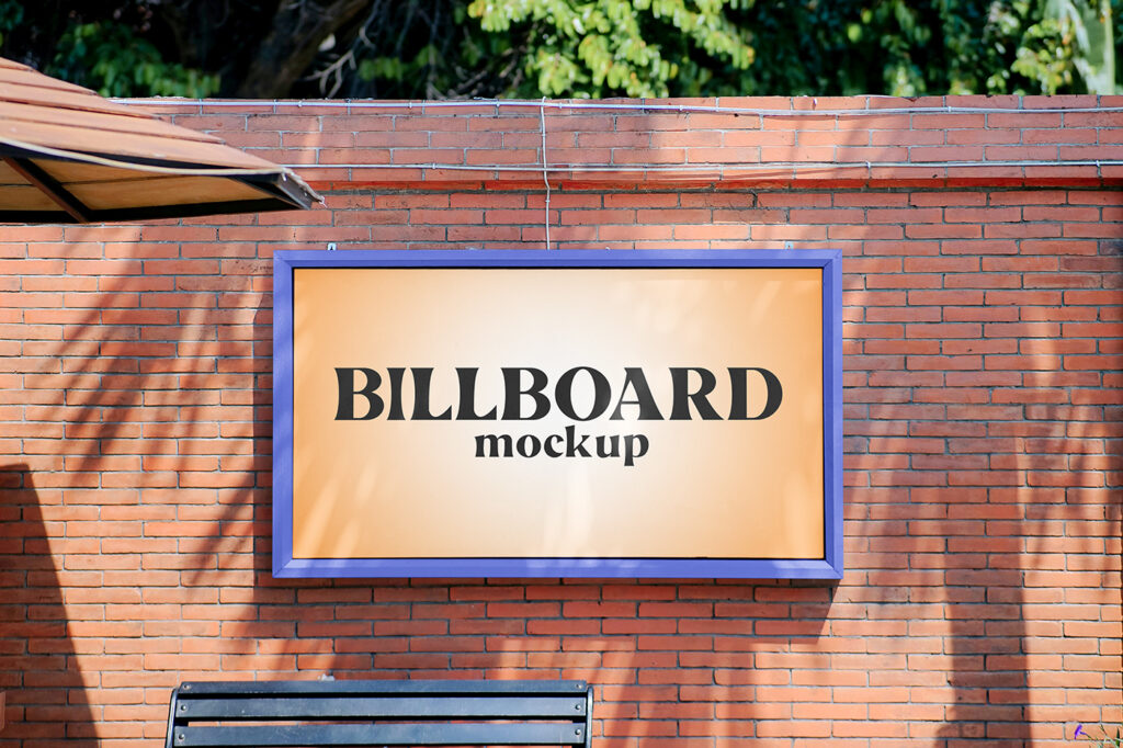 Free Billboard on Brick Wall Mockup