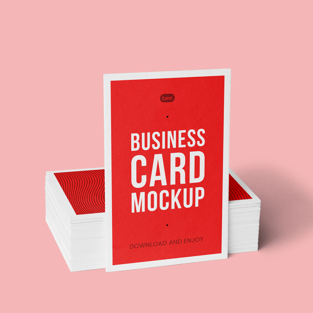 Free Vertical Business Card Stack Mockup - mockupbee