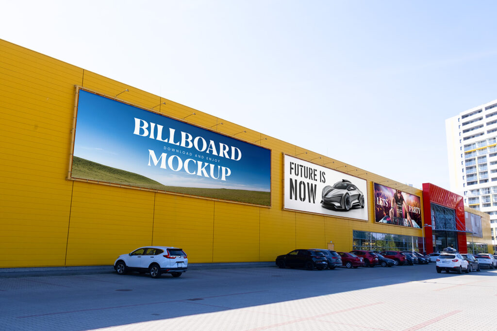 Free Billboards on Big Building Mockup