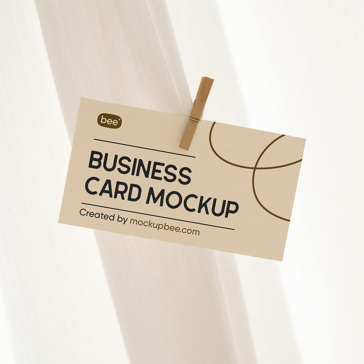 Free Business Card with Paper Clip Mockup