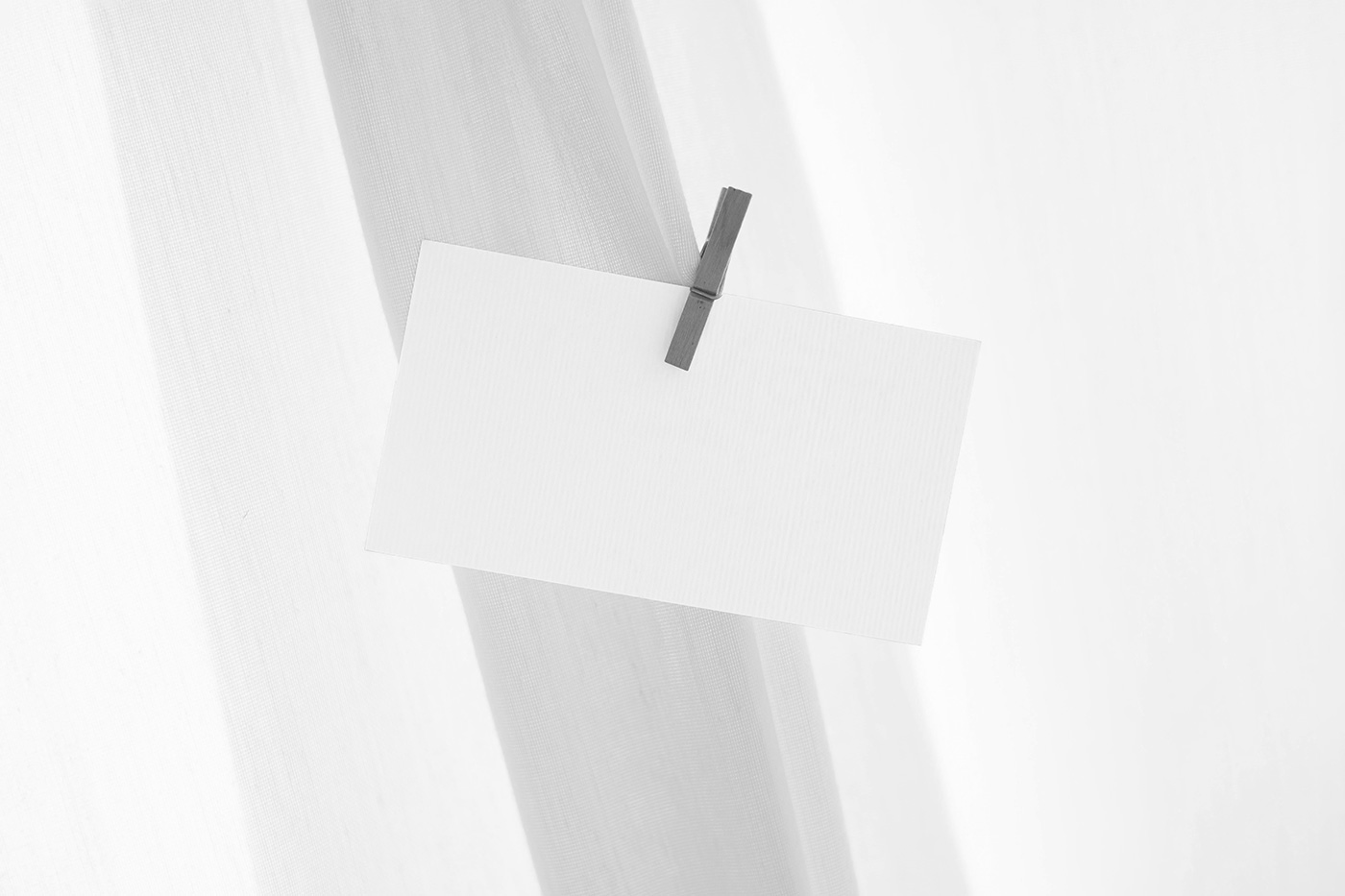 Free Business Card with Paper Clip Mockup