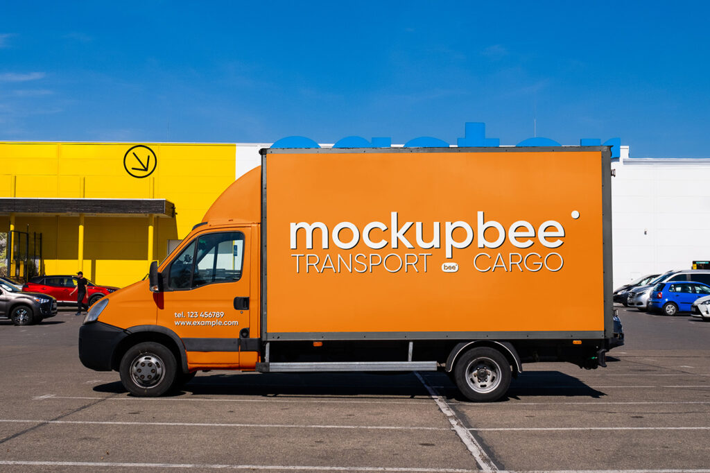 Free Delivery Car PSD Mockup