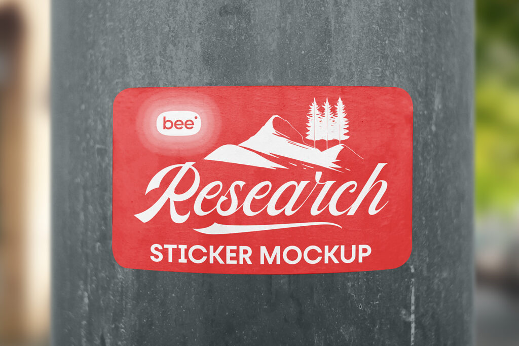 Free Rectangle Sticker on Pole Mockup