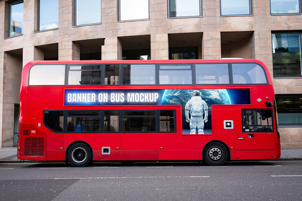 Free Banner on London Bus Mockup