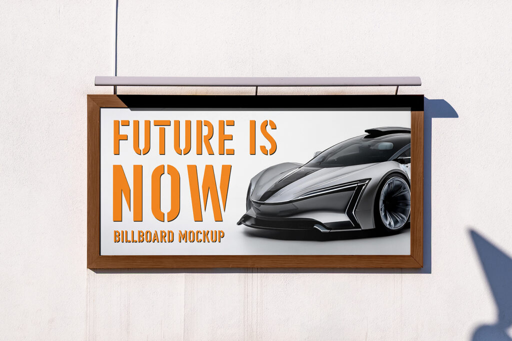 Free Billboard on Wall Mockup