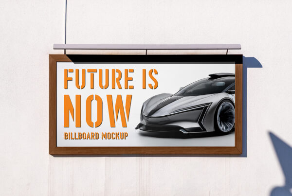 Free Billboard on Wall Mockup